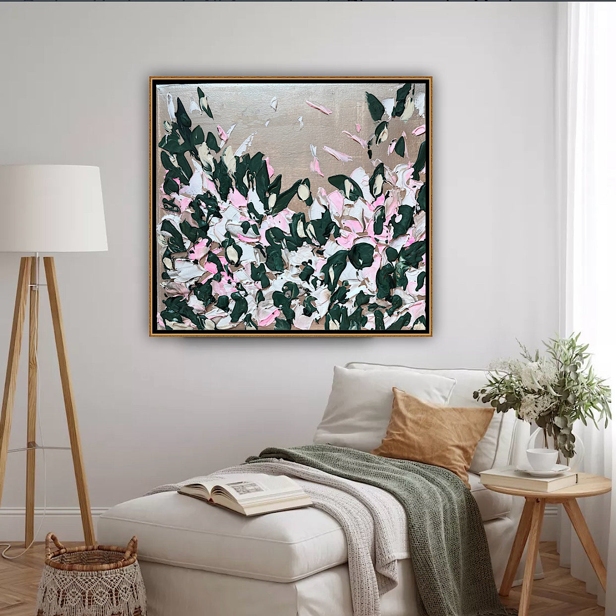 Framed Original Abstract contemporary Oil Painting On Canvas 45x40cm Eden Gardens II Oka