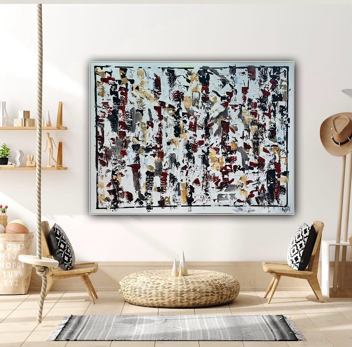 Large Abstract Original Oil Painting On 120x91cm canvas textured Veiled Wilderness
