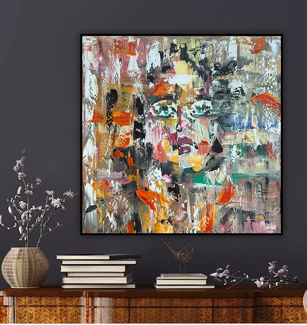 Oka Contemporary Abstract Original Oil Painting On Canvas 80x80cm Woman’s Dreams textured