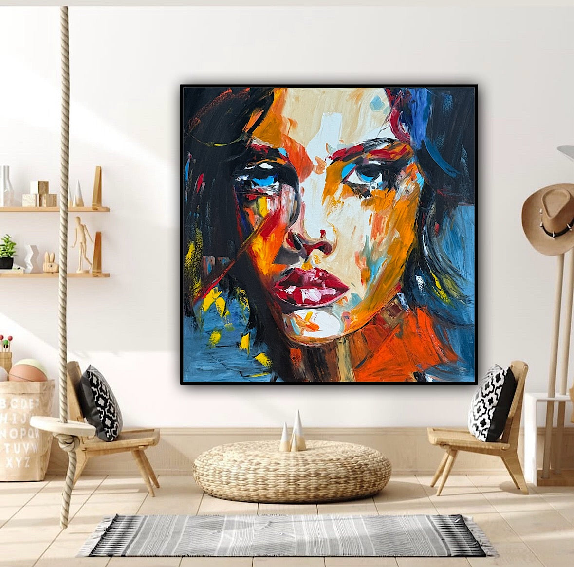 Richter Style Abstract Original Oil Painting On 100 x 100cm canvas Serenity in her eyes portrait