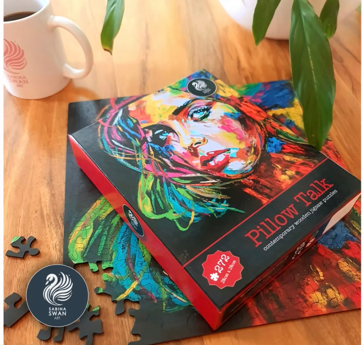 Art Wooden Puzzle for Adults Sabina Swan Art Original Jigsaw Pillow Eyes