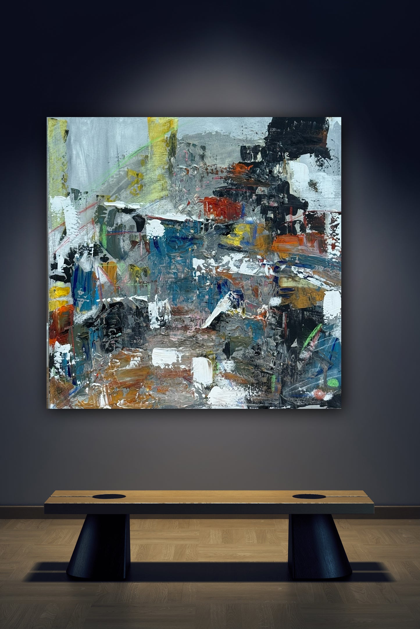 Contemporary Style Abstract Original Oil Painting on 60x60cm Canvas House on the Hill