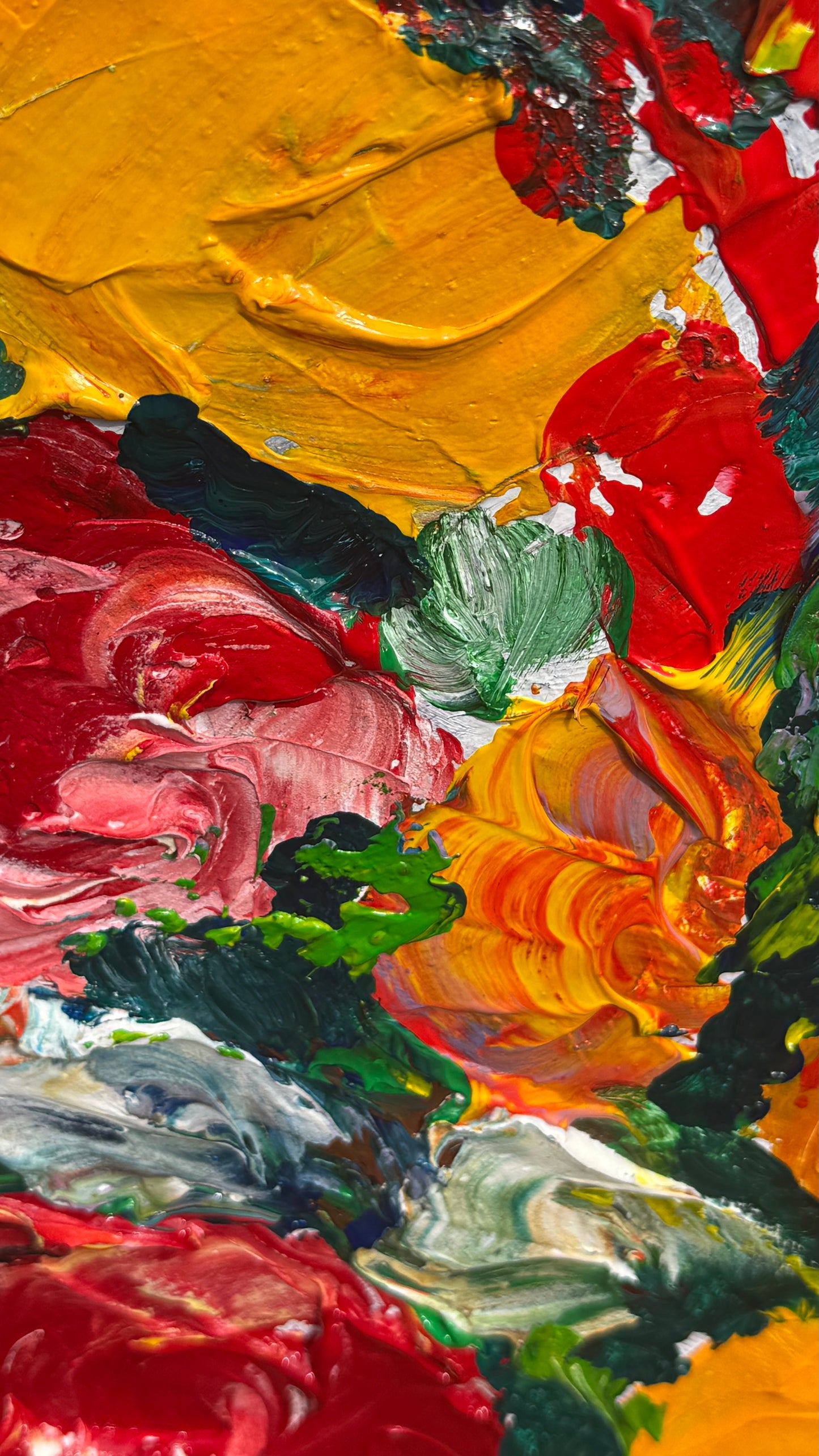 Original Abstract Oil Painting On 4cm Canvas 80 x 80cm Floral Sunflowers