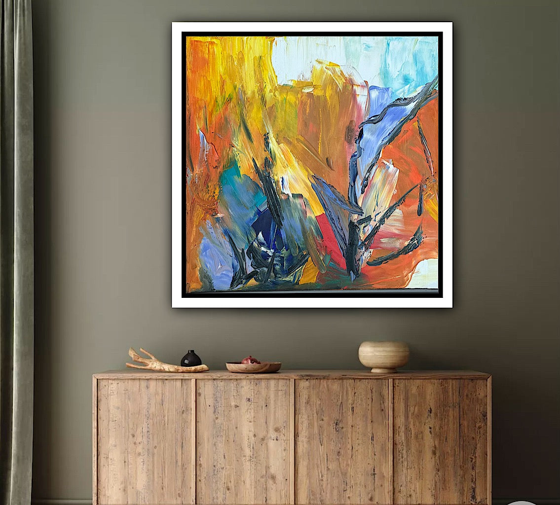 Framed Oka Contemporary Abstract Original Oil Painting serenade of seasons II floral