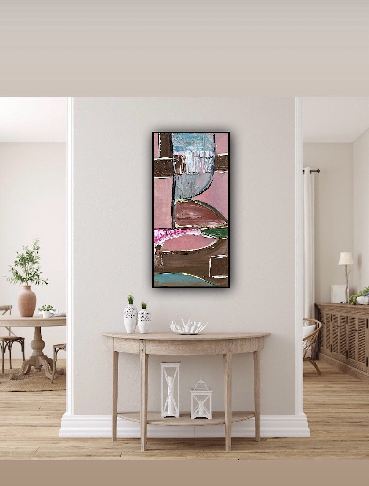 Oka Contemporary Abstract Original Oil Painting 30cm x 60cm textured Harmonic Layer