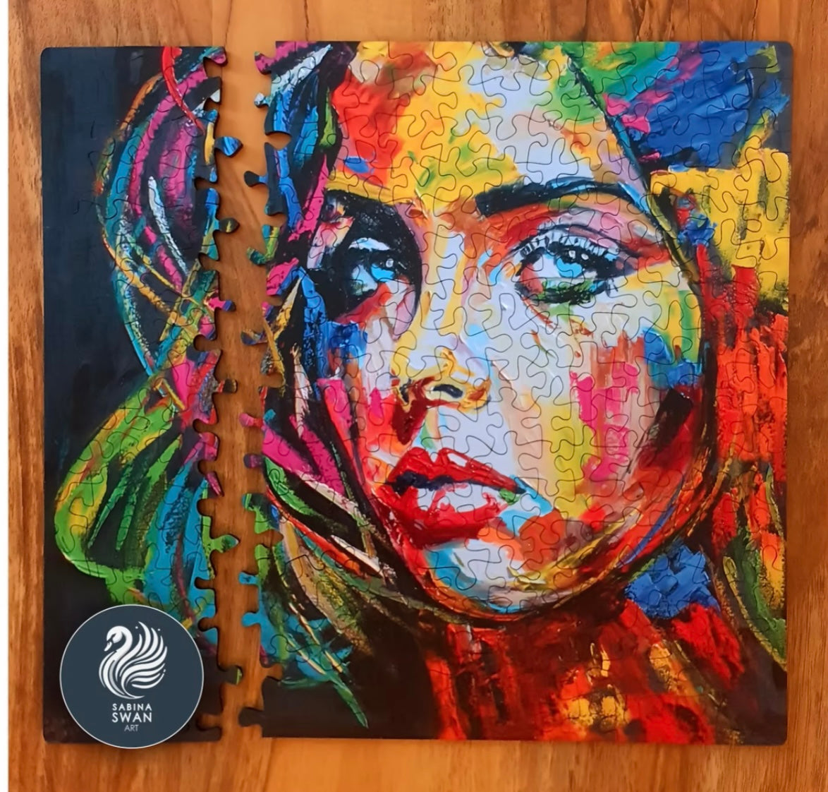 Art Wooden Puzzle for Adults Sabina Swan Art Original Jigsaw Pillow Eyes