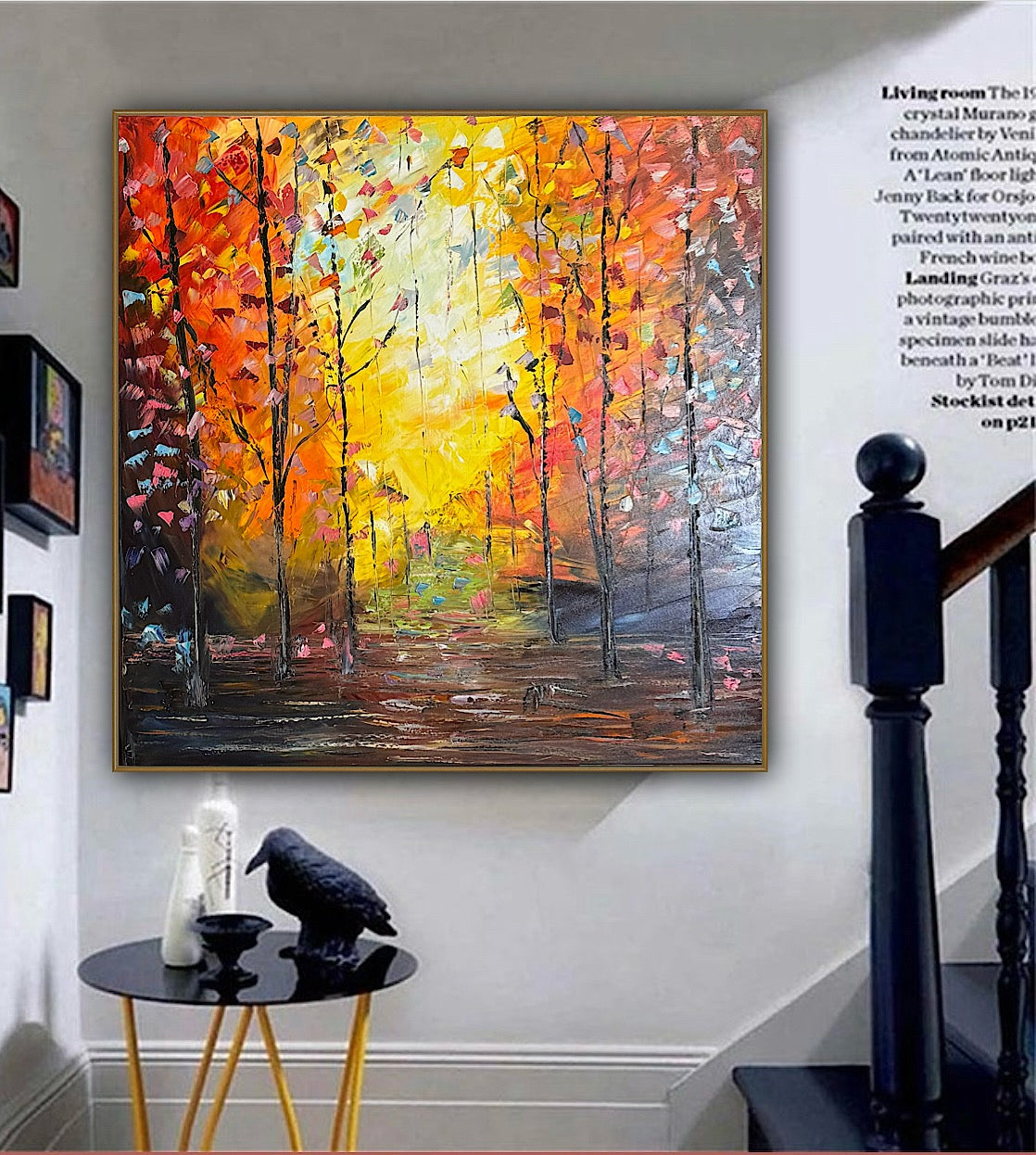 Oka Contemporary Abstract Original Oil Painting 100 x100cm Autumn Forest floral