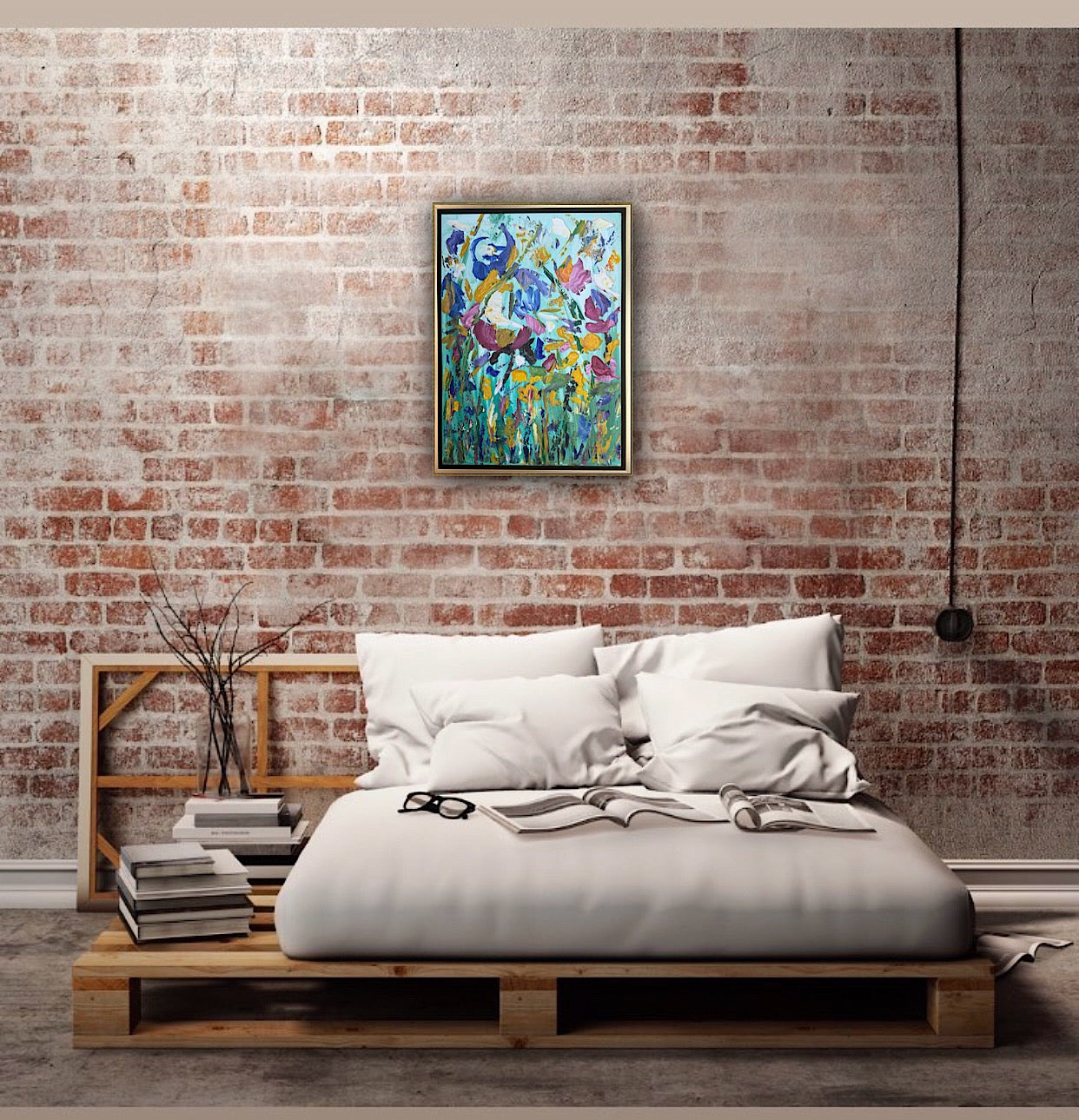 Framed in gold Textured Original Abstract Oil Painting On Canvas 50 x 40cm Eden Gardens
