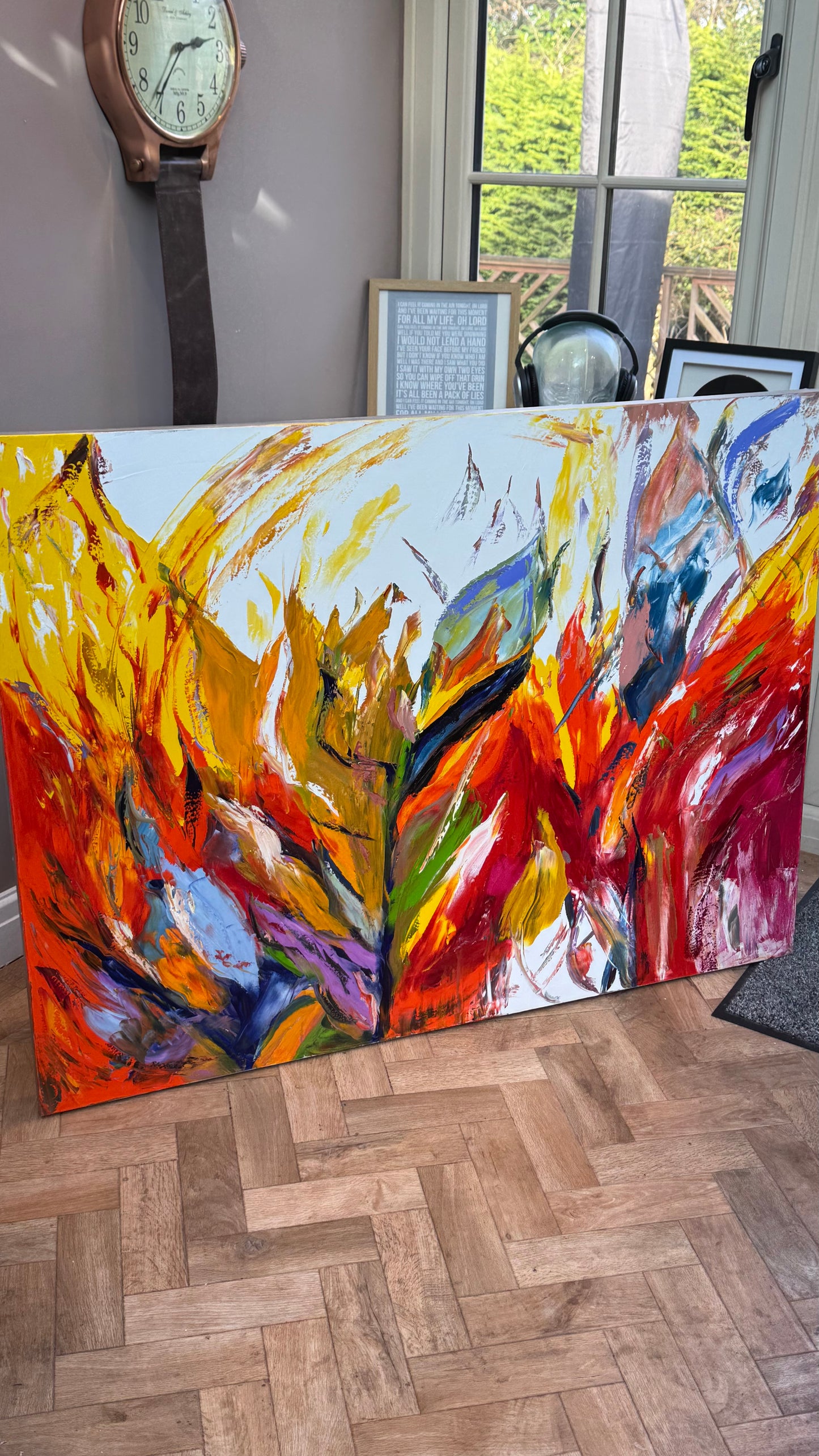 Large Abstract Original Oil Painting On 120x91cm canvas textured Flames of Nature