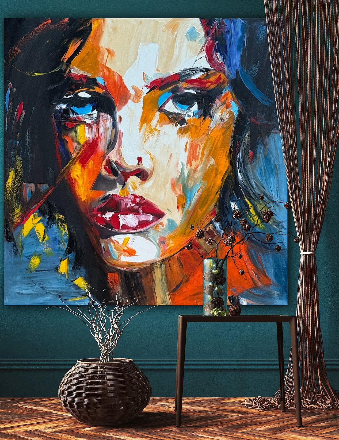 Richter Style Abstract Original Oil Painting On 100 x 100cm canvas Serenity in her eyes portrait