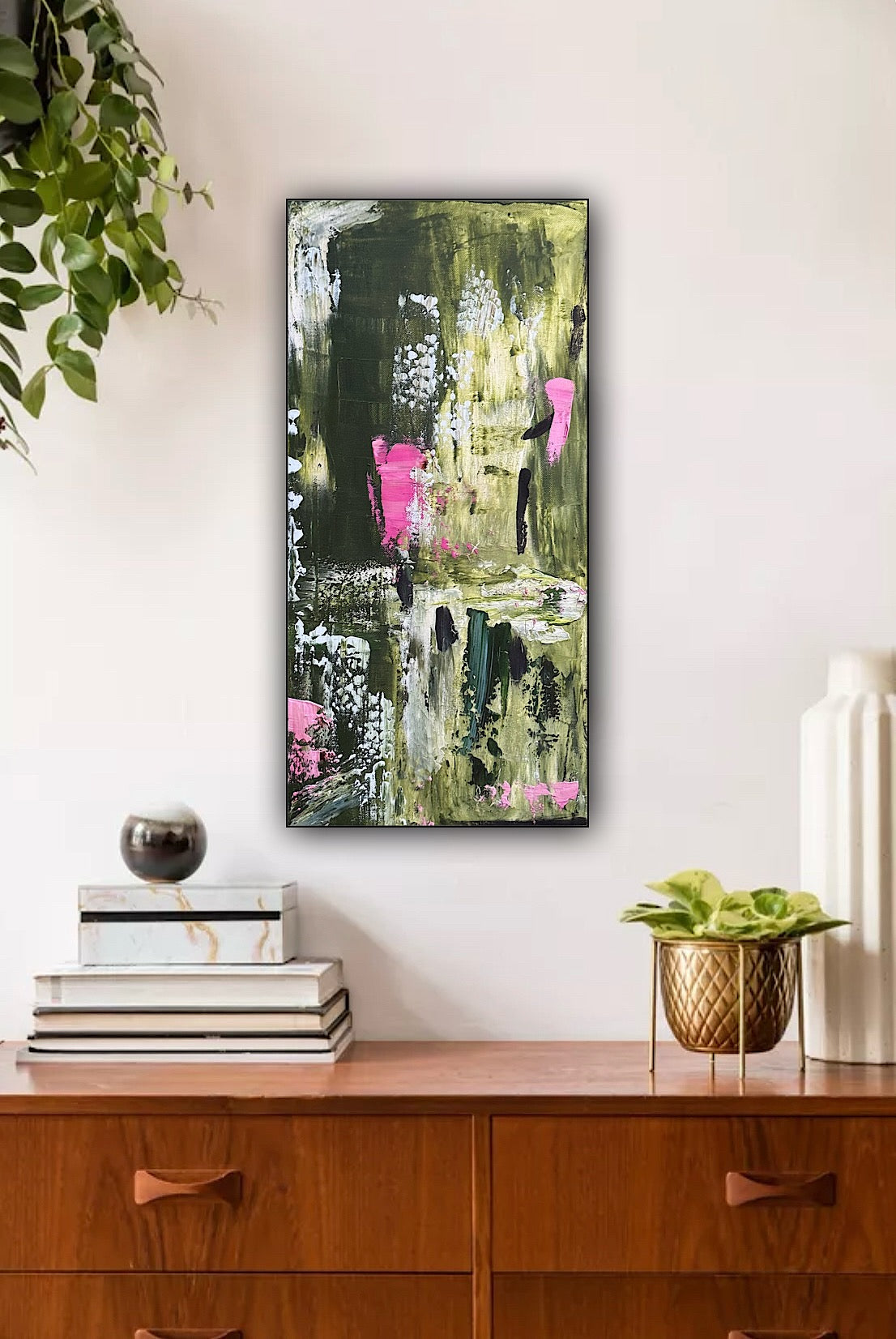 Oka Contemporary Abstract Original Oil Painting 30cm x 60cm textured Lavendar Bay
