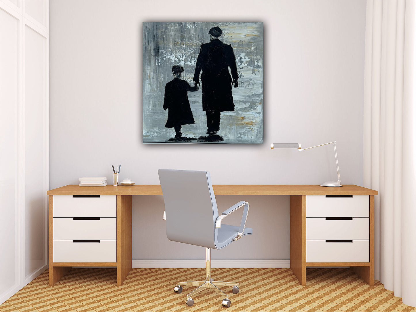 Figurative Modern Abstract contrmporary oil Painting On Canvas 40x40cm Tommy and Charlie Shelby