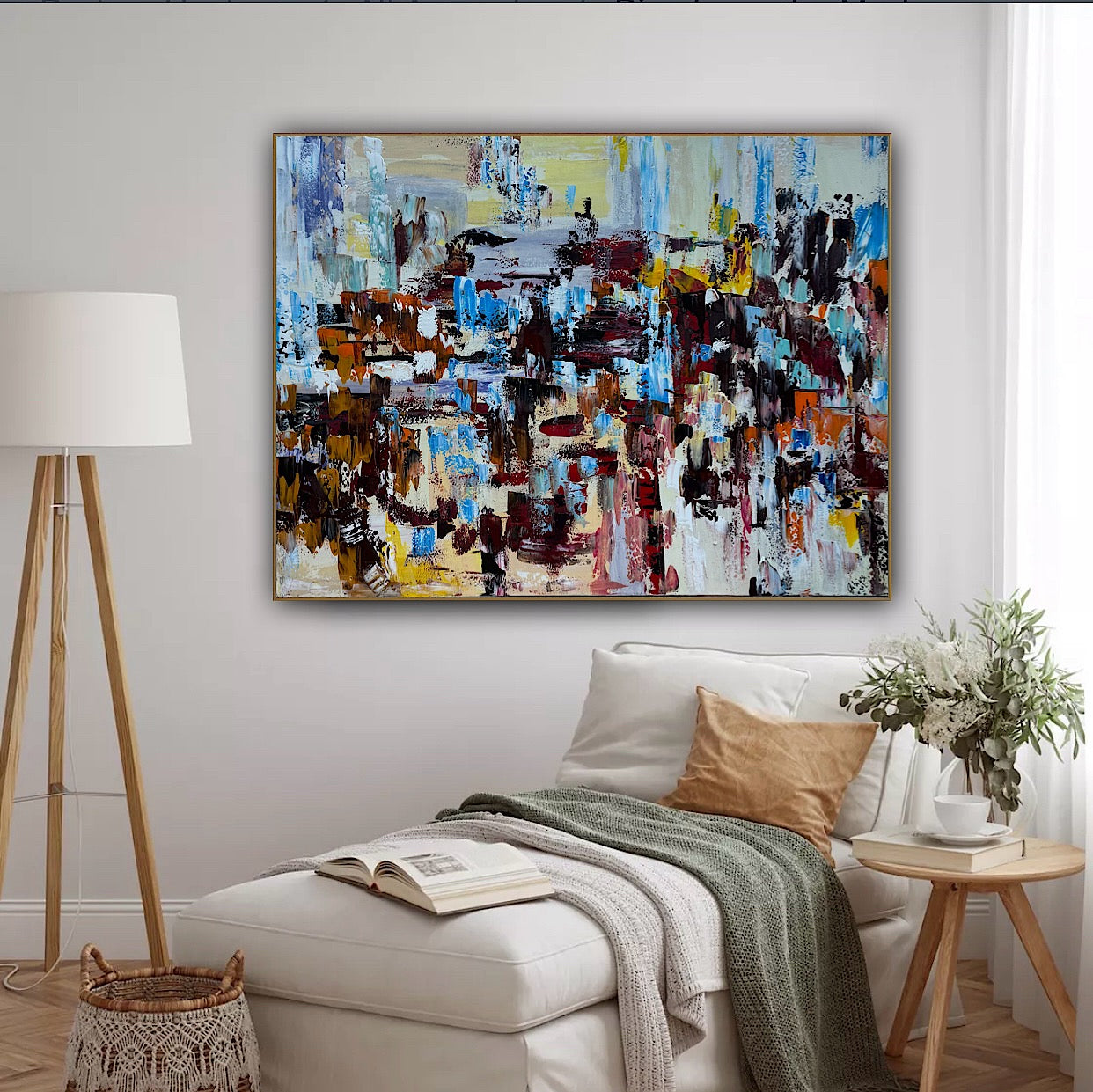 Framed Richter Original modern Abstract Oil Painting in 120x90cmCanvas Cityscape Love