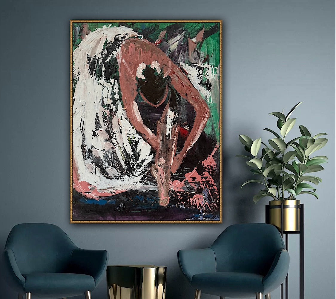 Richter original Abstract Oil Painting On 1.8cm Canvas 45x60cm Ballet Dancer