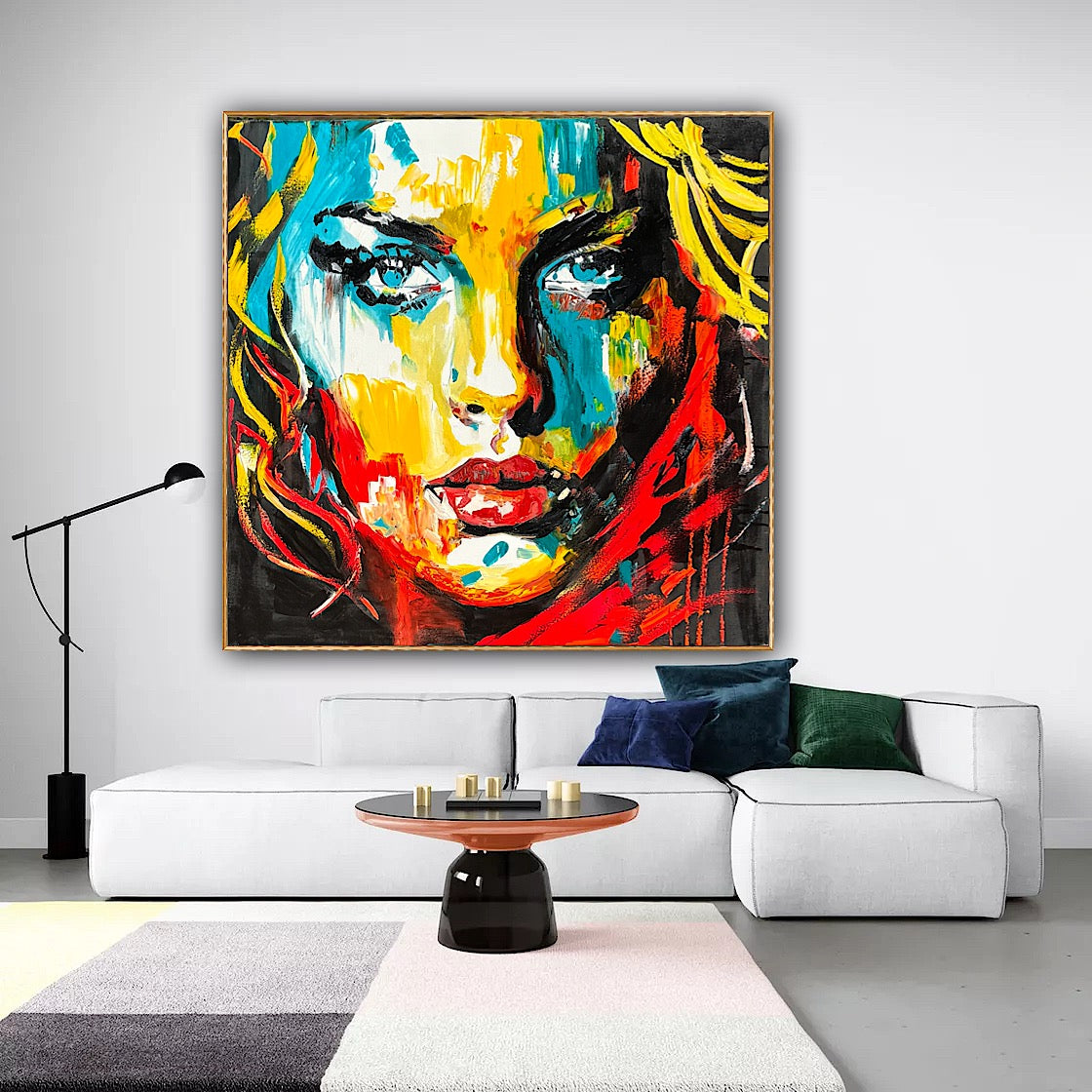 Richter Style Abstract Original Oil Painting On 100 x 100cm canvas Beauty Queen woman portrait