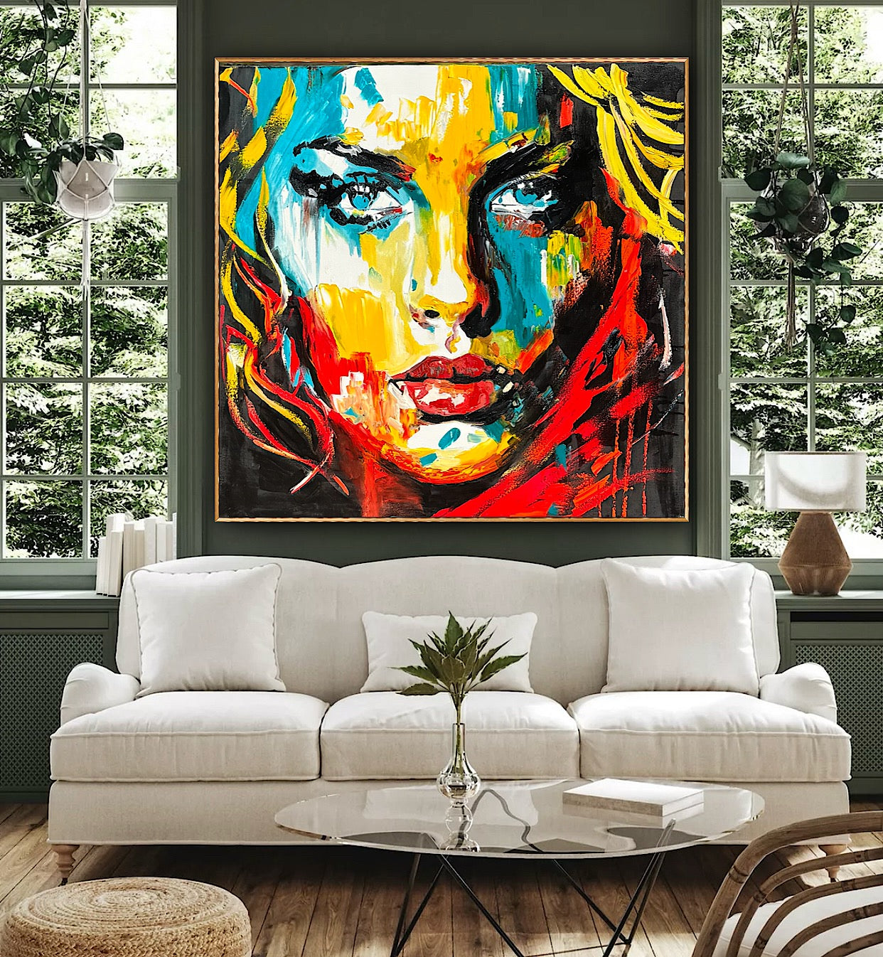 Richter Style Abstract Original Oil Painting On 100 x 100cm canvas Beauty Queen woman portrait
