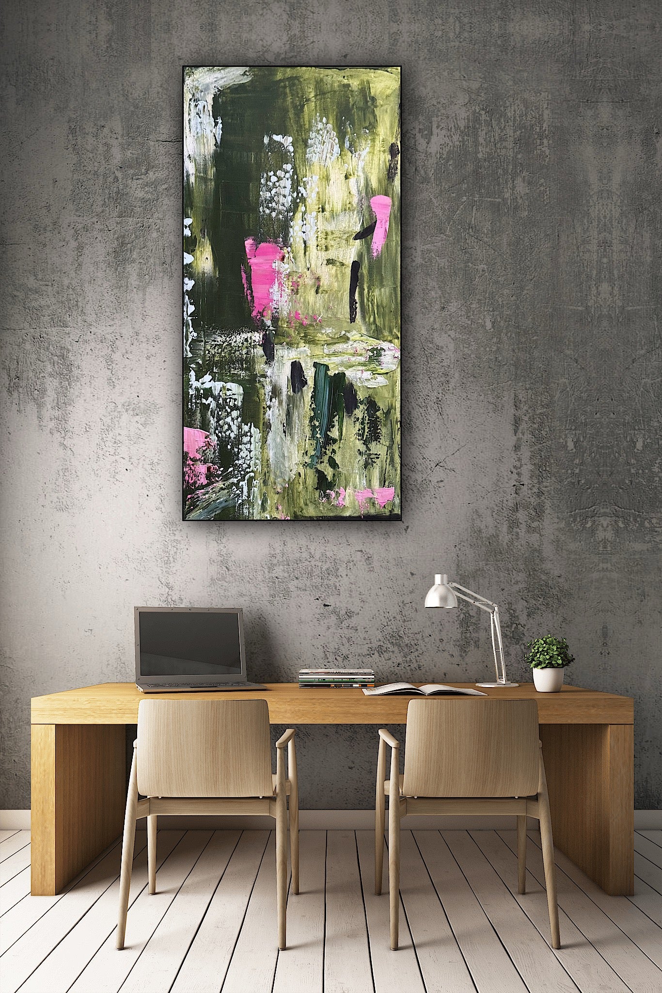 Oka Contemporary Abstract Original Oil Painting 30cm x 60cm textured Lavendar Bay