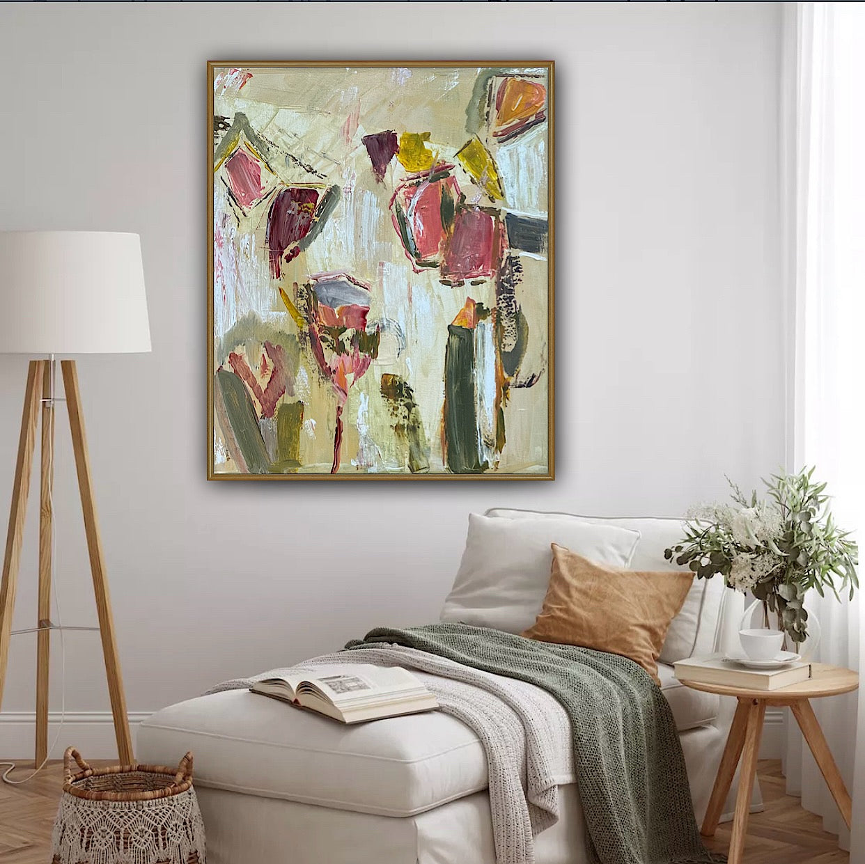 Oka Style Abstract contemporary Oil Painting On Canvas 50 x 60cm Orcia flower