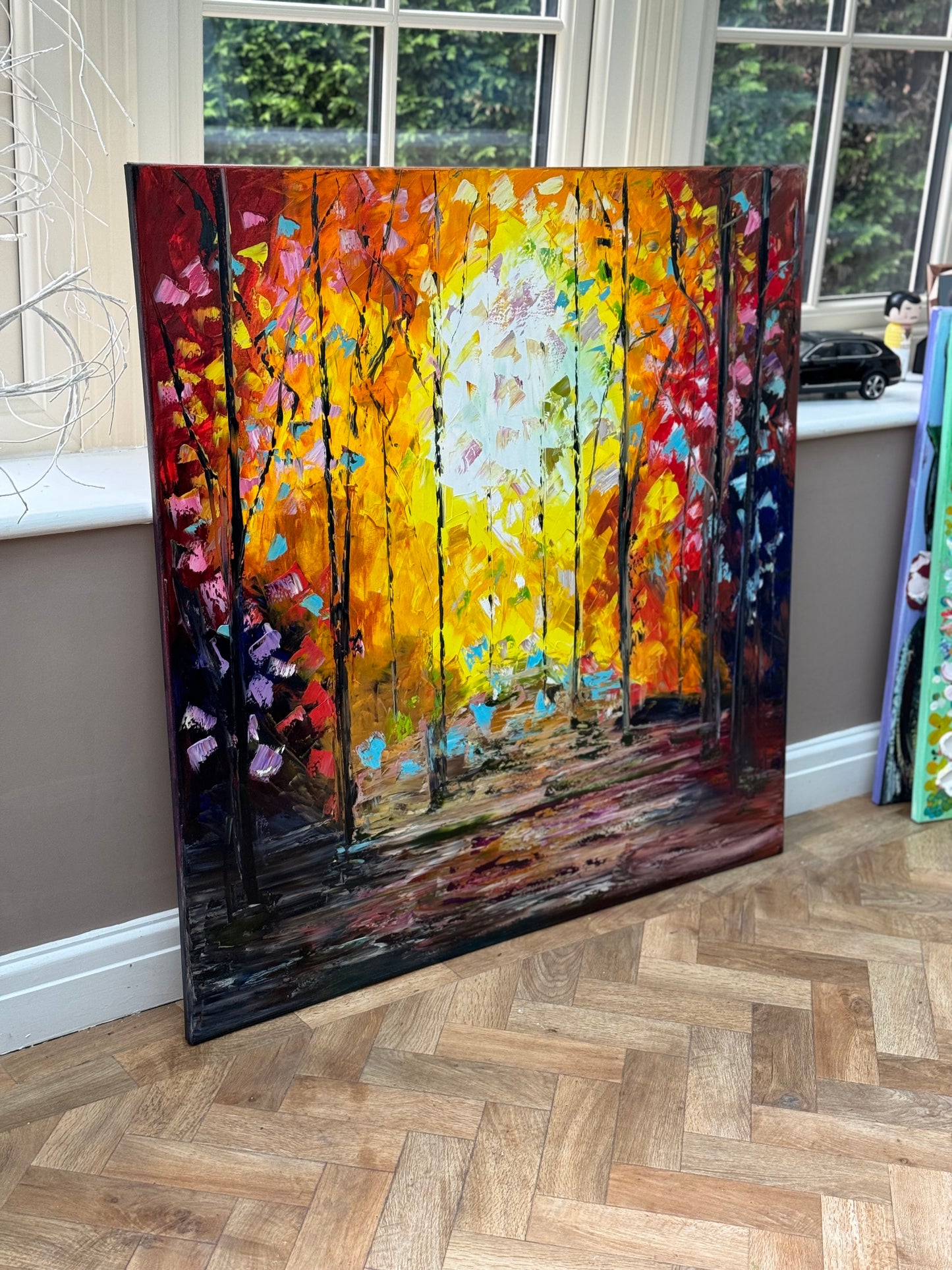 Richter Original Abstract Oil Painting 100x100cm On 1.6cm Canvas Autumn Forest