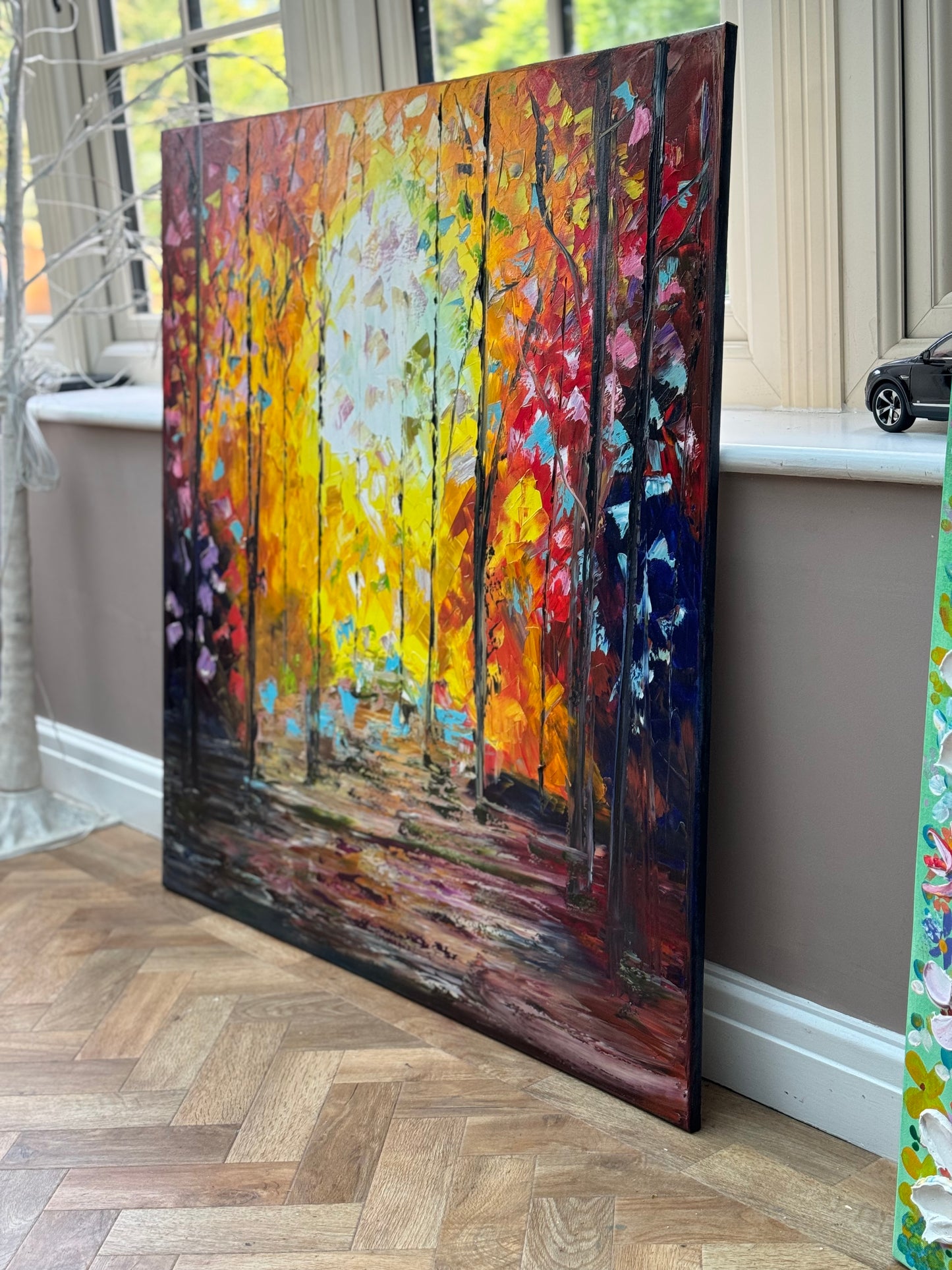 Richter Original Abstract Oil Painting 100x100cm On 1.6cm Canvas Autumn Forest
