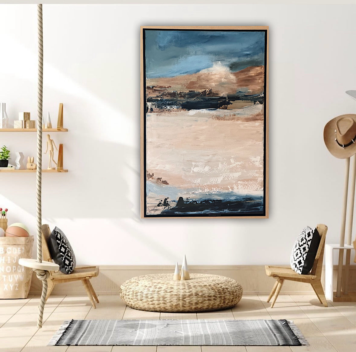 Framed Original Abstract contemporary Oil Painting On Canvas 83x56cm Amalfi Coast Oka