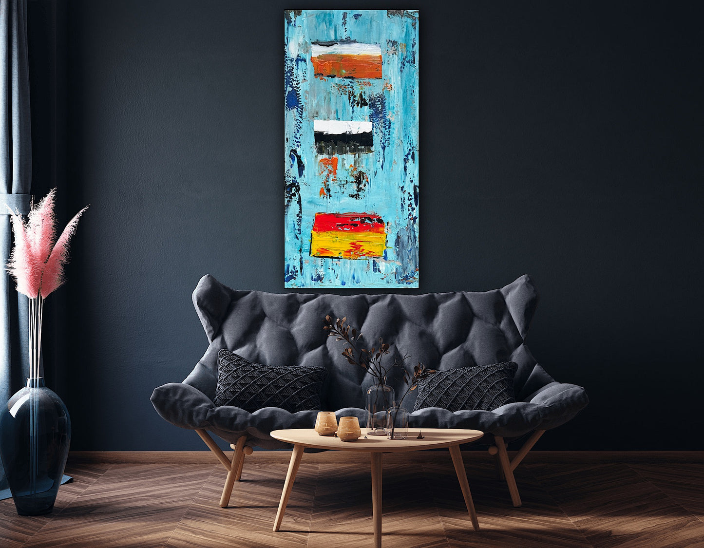 Oka Contemporary Abstract Original Oil Painting 30cm x 60cm textured Essenes of Strength