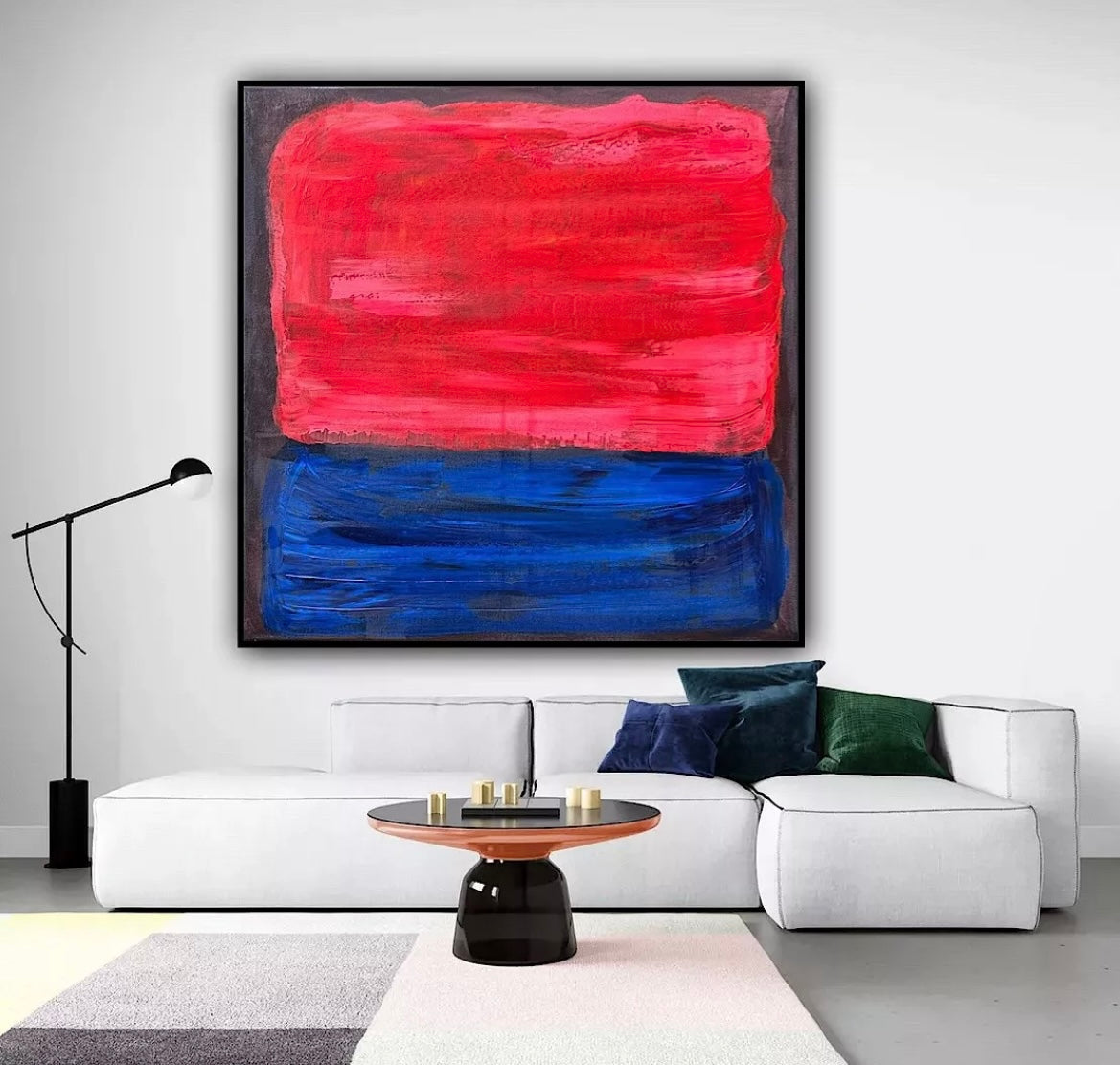 Oka Rothko Design Contemporary Abstract Original Oil Painting On 80x80cm Canvas Indigo