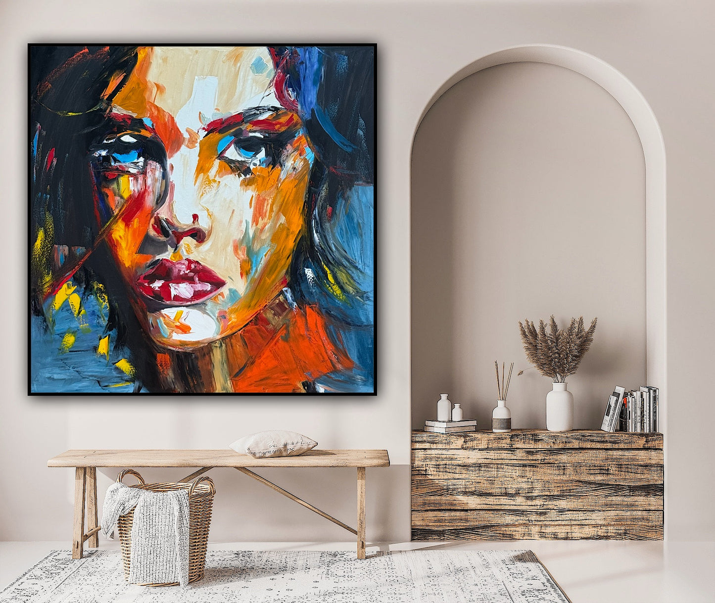 Richter Style Abstract Original Oil Painting On 100 x 100cm canvas Serenity in her eyes portrait