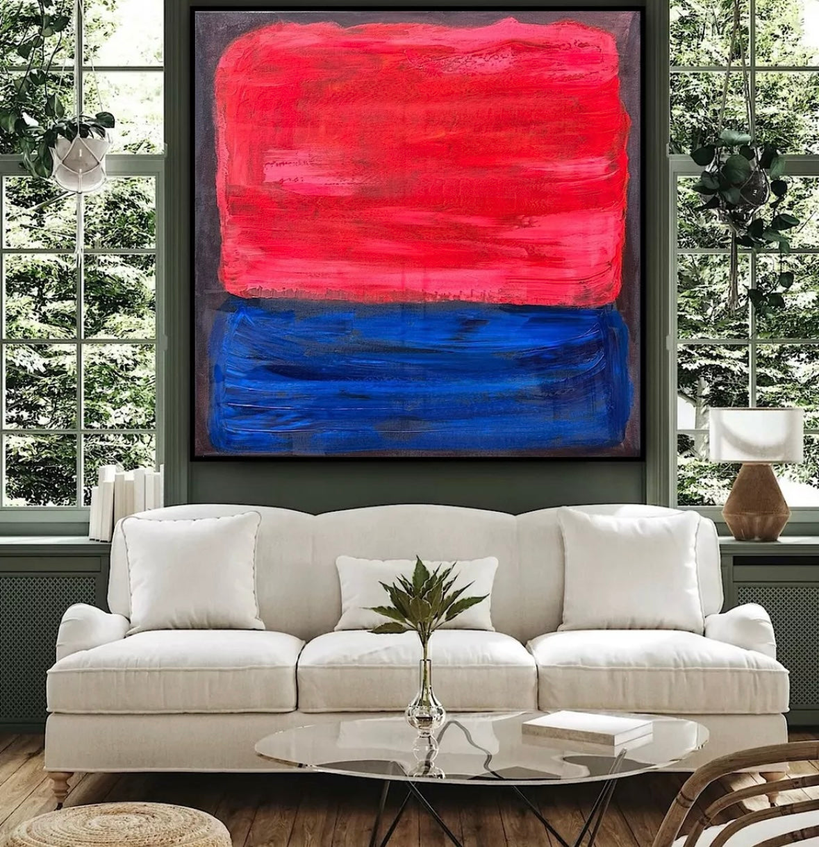 Oka Rothko Design Contemporary Abstract Original Oil Painting On 80x80cm Canvas Indigo