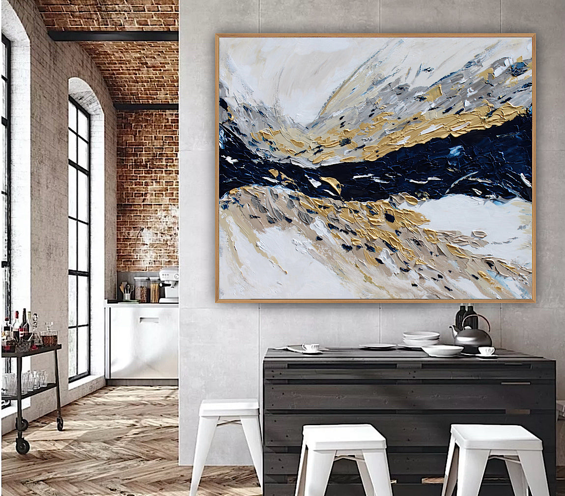 Oka Original Abstract Oil Painting On Canvas 120x100x4cm ‘Horizon ‘Seascape