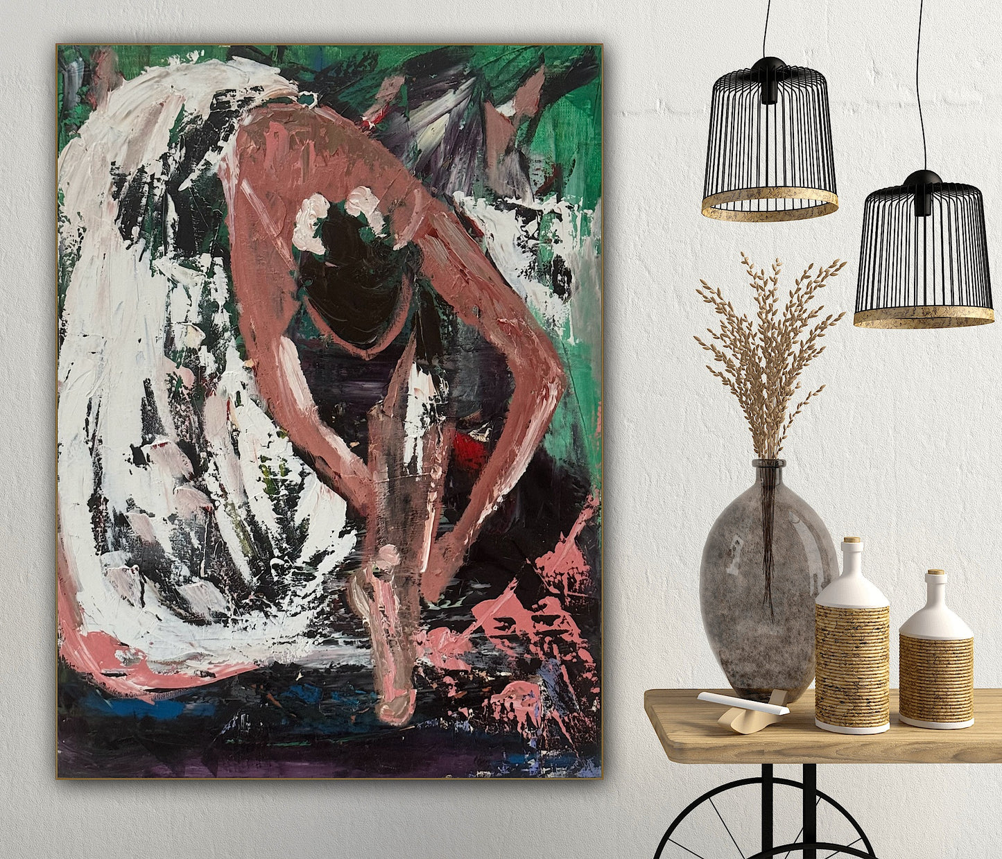 Richter original Abstract Oil Painting On 1.8cm Canvas 45x60cm Ballet Dancer