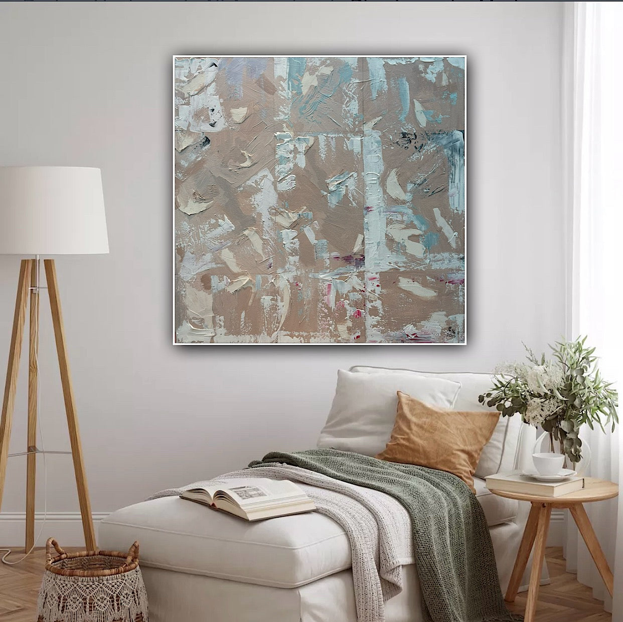 Oka Contemporary Abstract Original Oil Painting 80 x 80cm textured Mountains