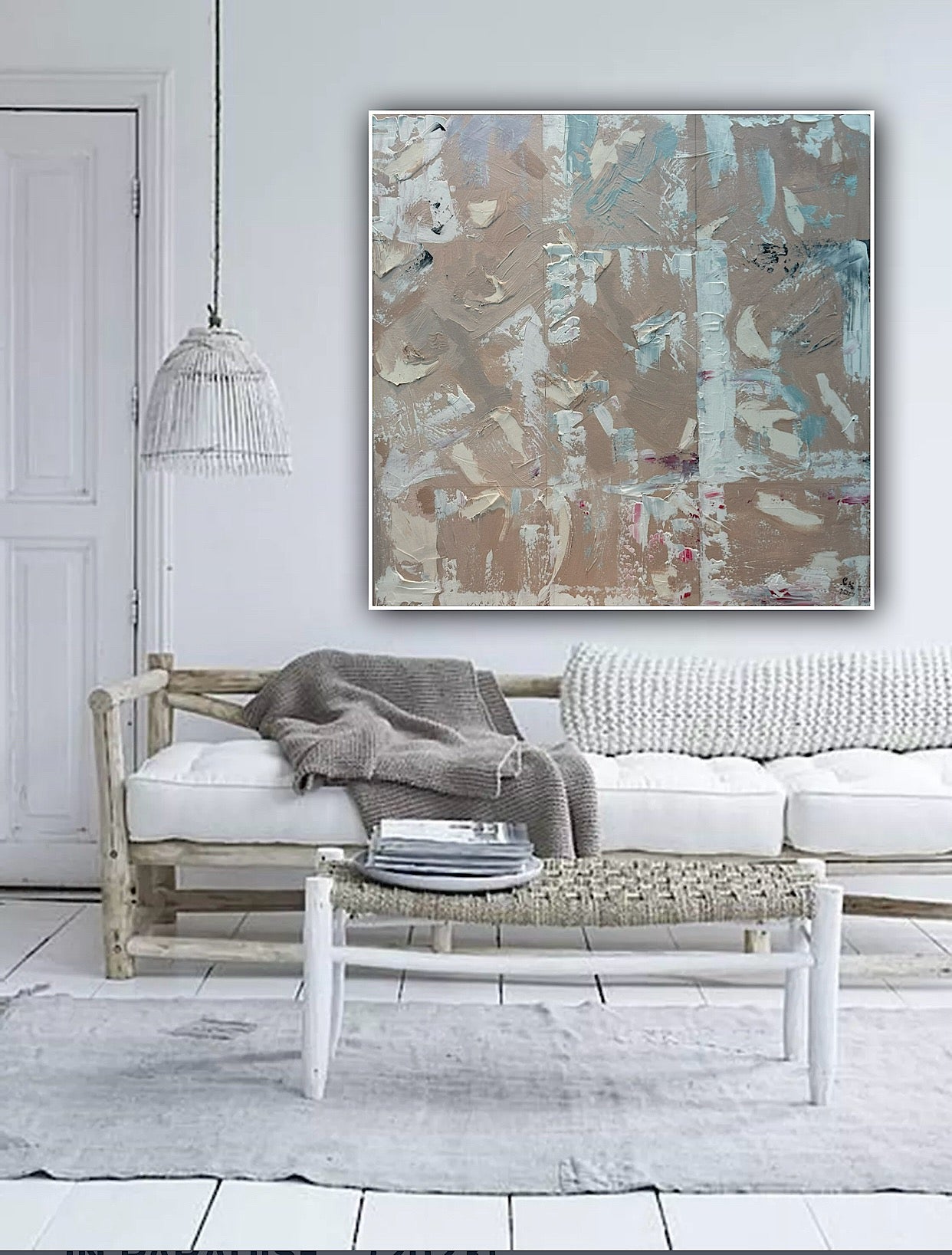 Oka Contemporary Abstract Original Oil Painting 80 x 80cm textured Mountains