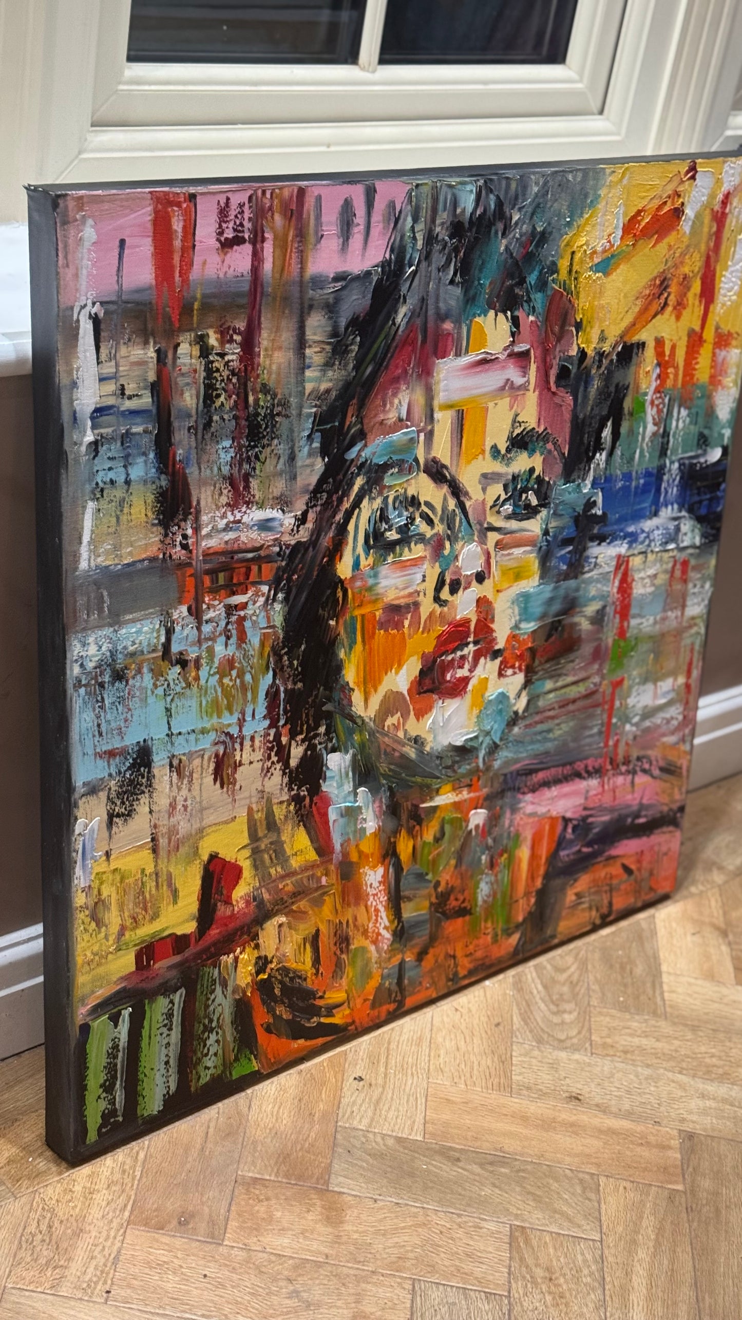 Contemporary Abstract Original Oil Painting On Canvas 80x80cm Graffiti Art Woman’s portrait
