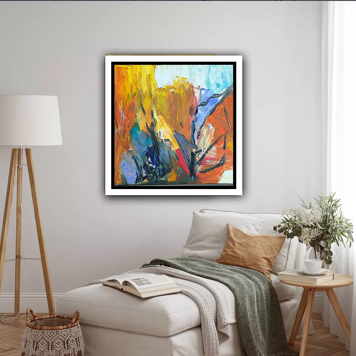 Framed Oka Contemporary Abstract Original Oil Painting serenade of seasons II floral
