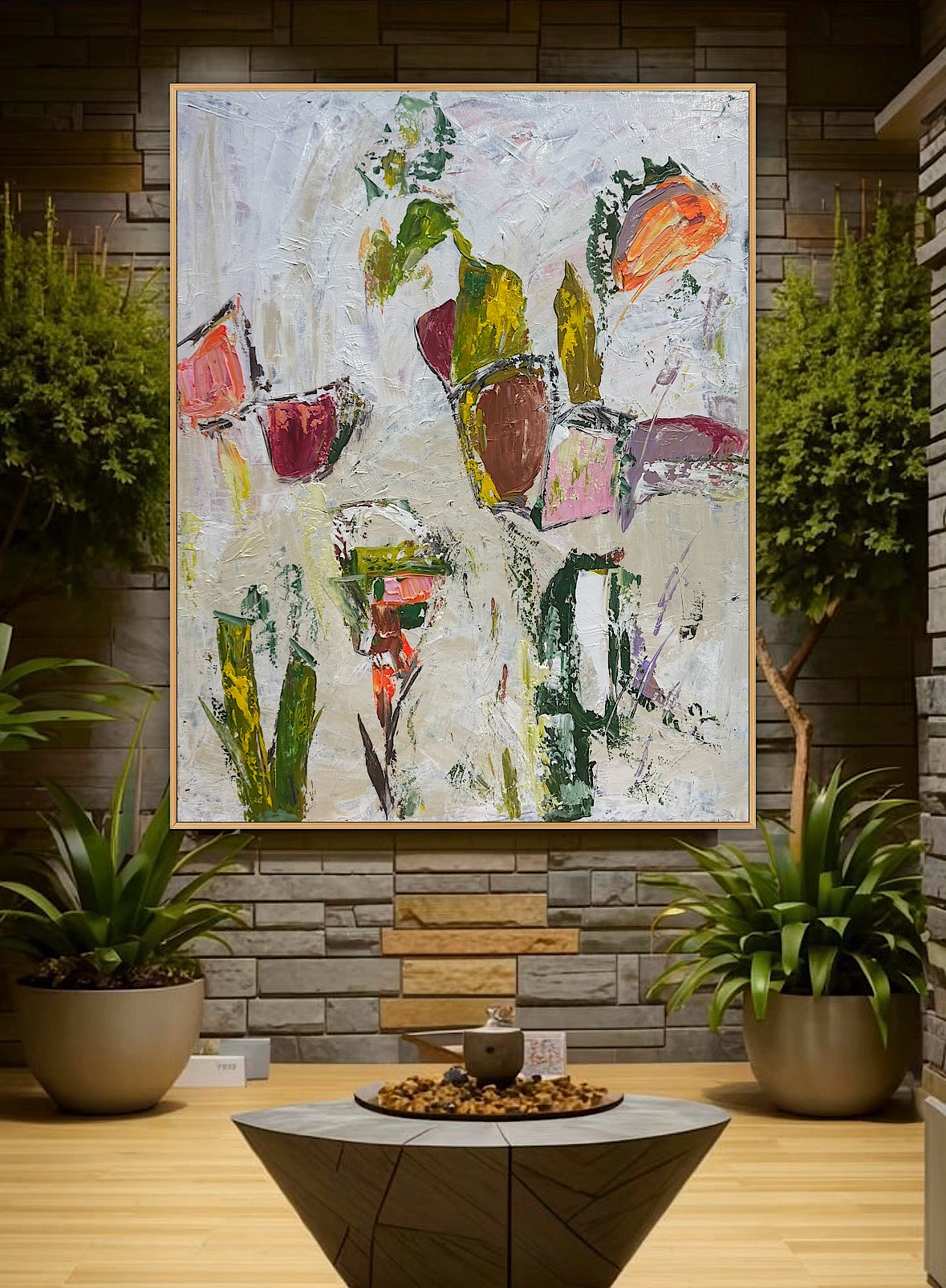 Oka Style Abstract contemporary Oil Painting On Canvas 80 x 100cm Orcia flowers