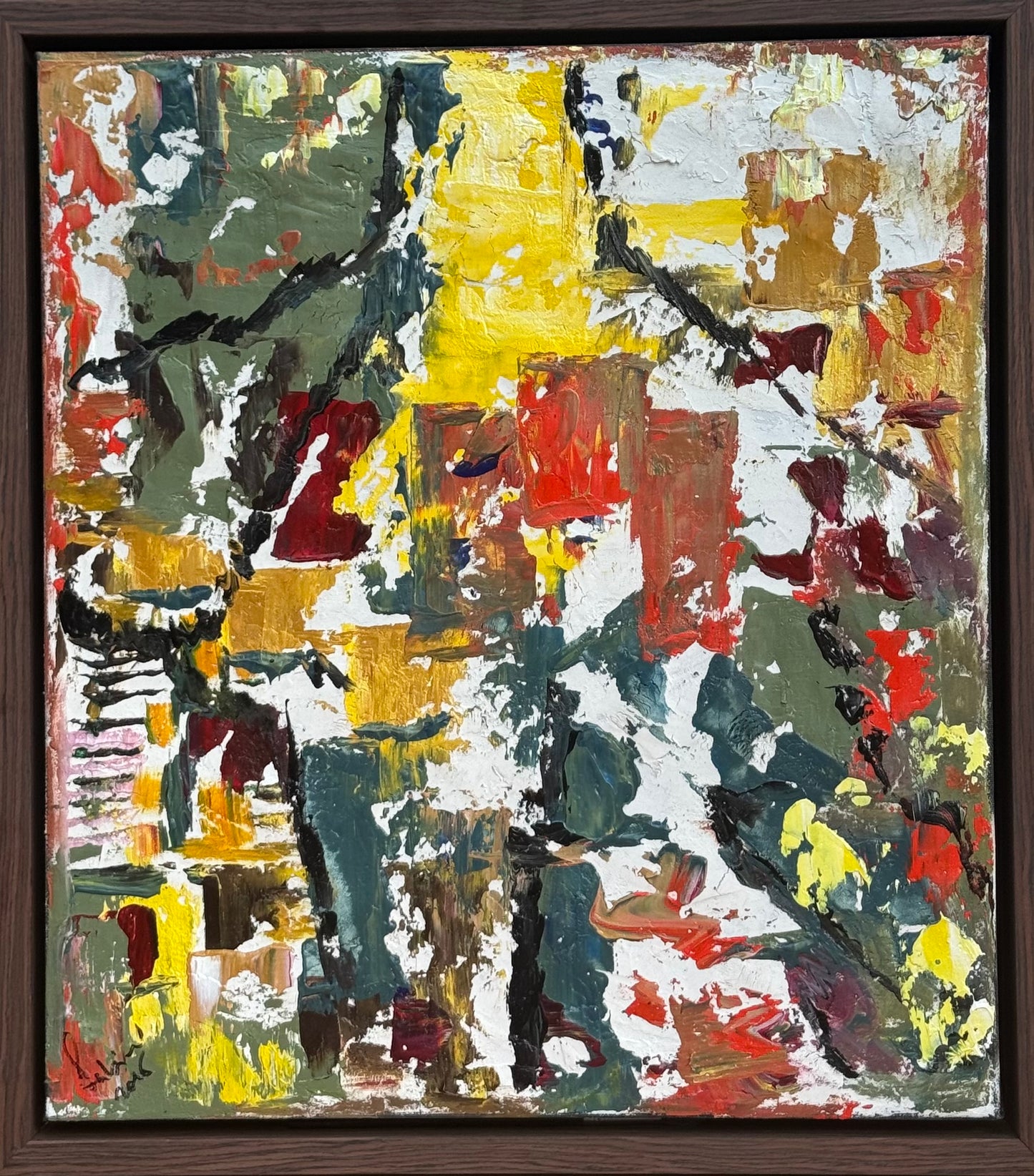 Framed Original Abstract contemporary Oil Painting On Canvas 47x53cm Summer in Venice Oka