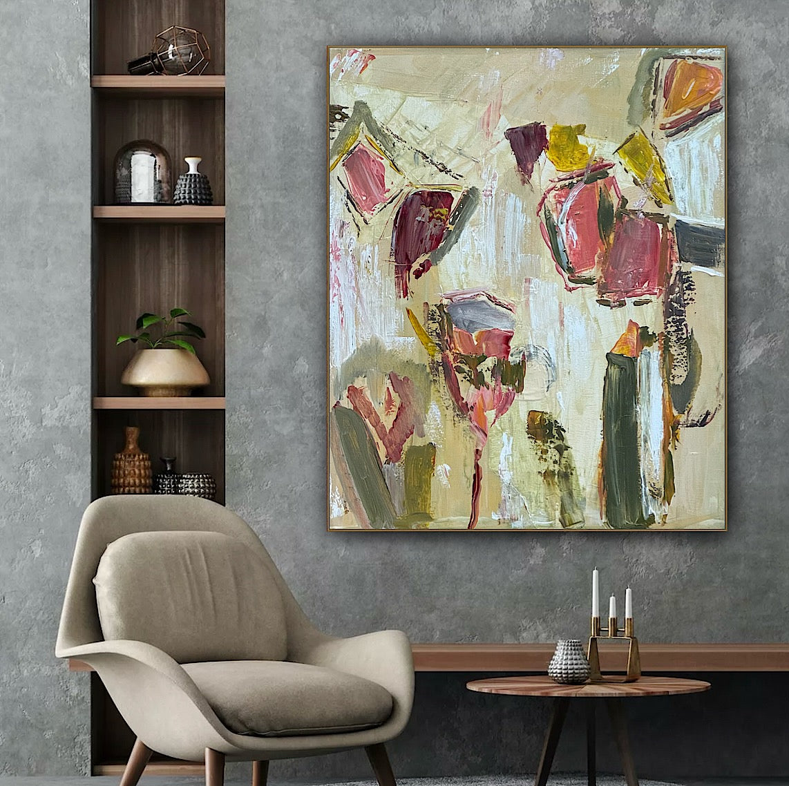Oka Style Abstract contemporary Oil Painting On Canvas 50 x 60cm Orcia flower