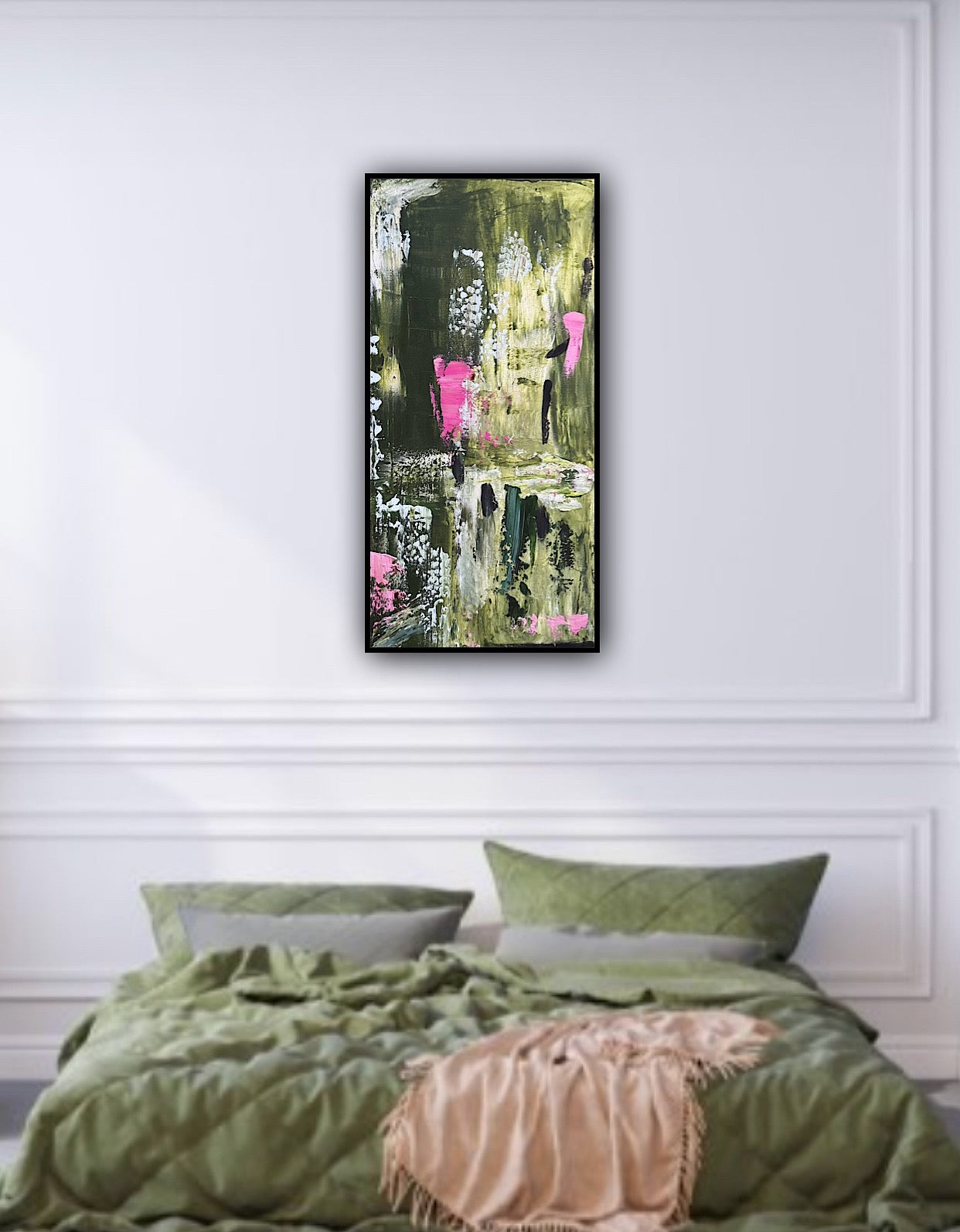 Oka Contemporary Abstract Original Oil Painting 30cm x 60cm textured Lavendar Bay