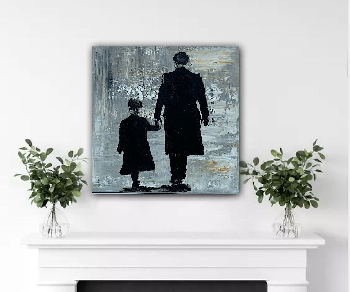 Figurative Modern Abstract contrmporary oil Painting On Canvas 40x40cm Tommy and Charlie Shelby
