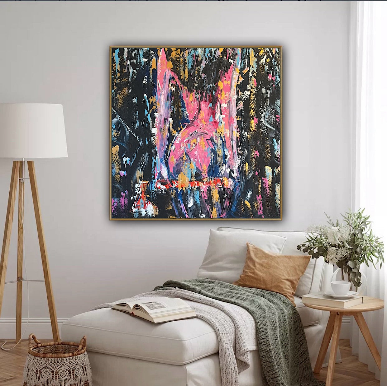Richter StyLe Abstract Original Oil Painting On Canvas 100x100cm Nude Dancer