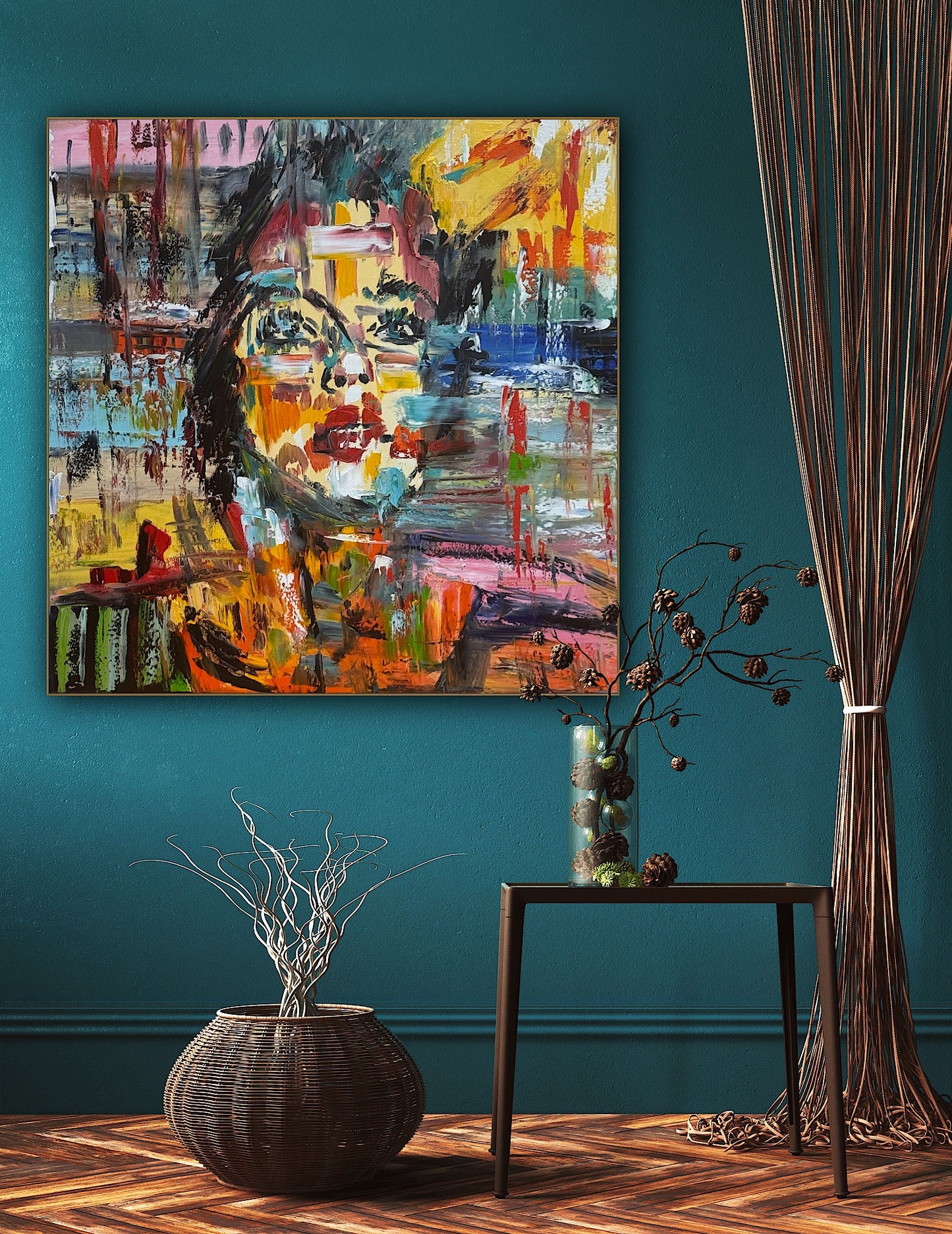 Contemporary Abstract Original Oil Painting On Canvas 80x80cm Graffiti Art Woman’s portrait