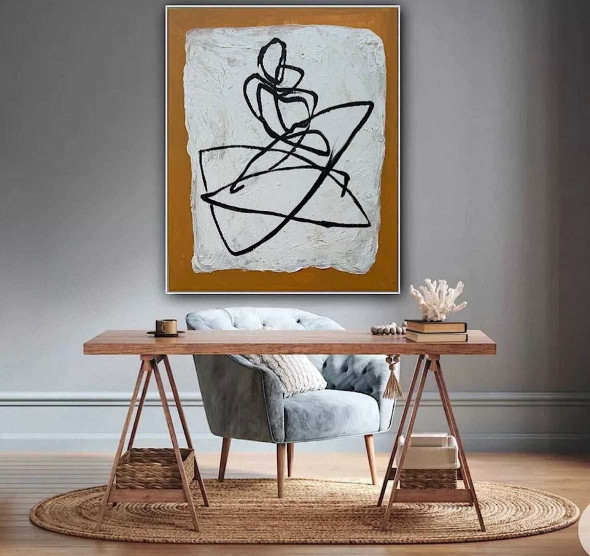 Oka Design Contemporary Abstract Original Oil Painting On 80 x 60cm Canvas Lovers nude