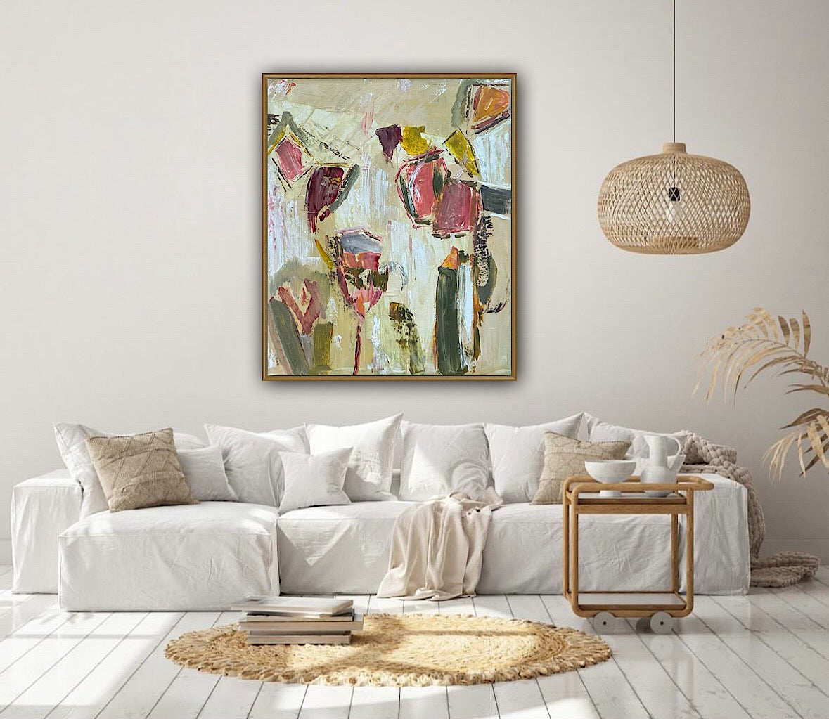 Oka Style Abstract contemporary Oil Painting On Canvas 50 x 60cm Orcia flower