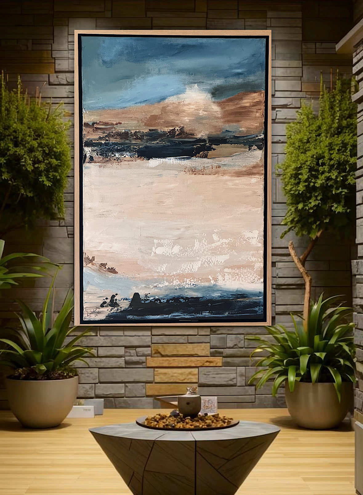 Framed Original Abstract contemporary Oil Painting On Canvas 83x56cm Amalfi Coast Oka