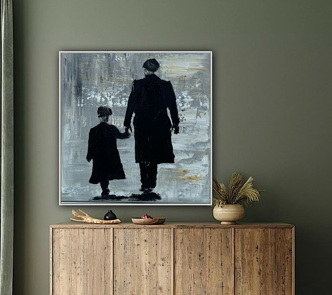 Figurative Modern Abstract contrmporary oil Painting On Canvas 40x40cm Tommy and Charlie Shelby