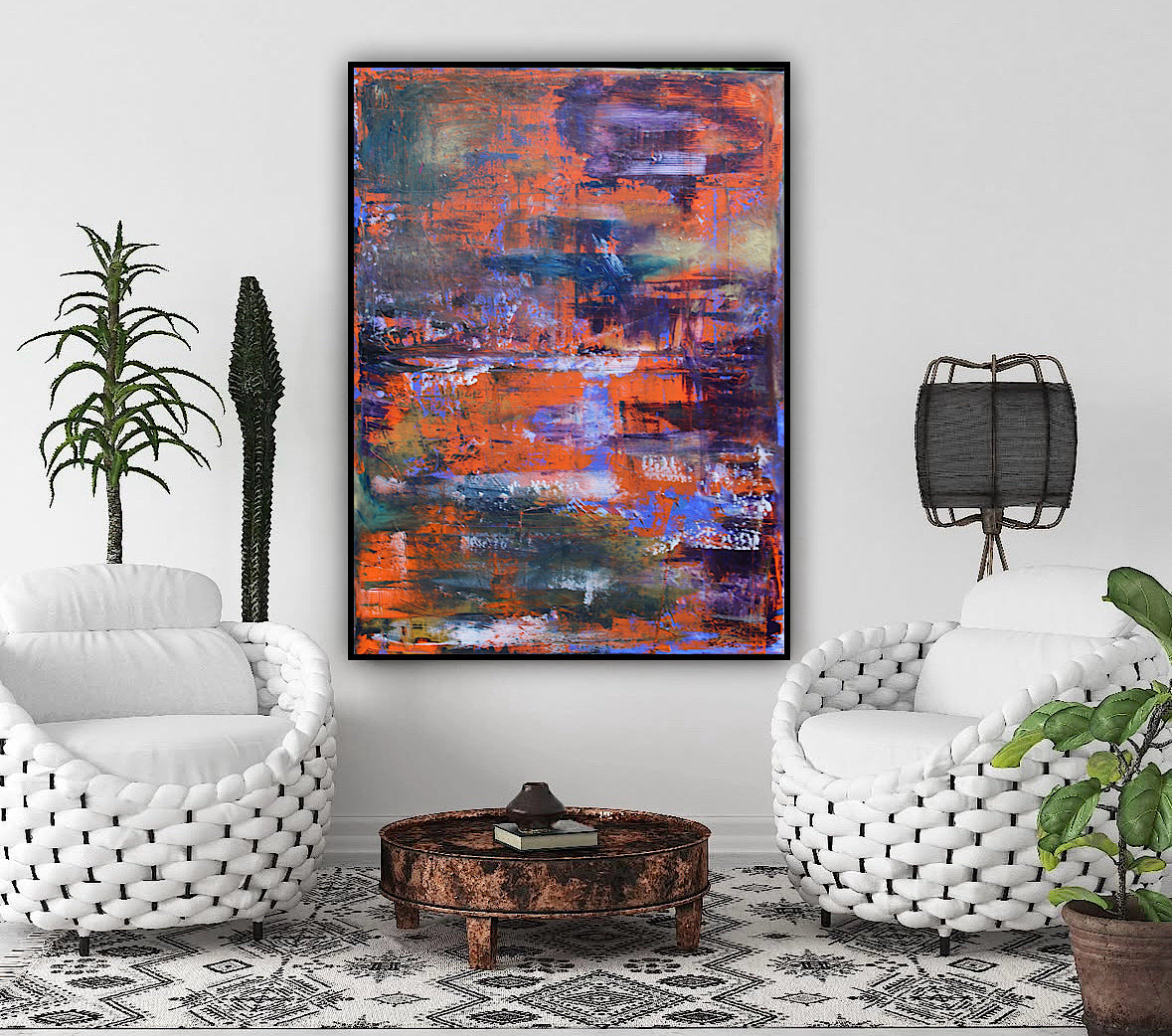 Large Abstract Original Oil Painting On 100x80cm canvas Oka Reflections