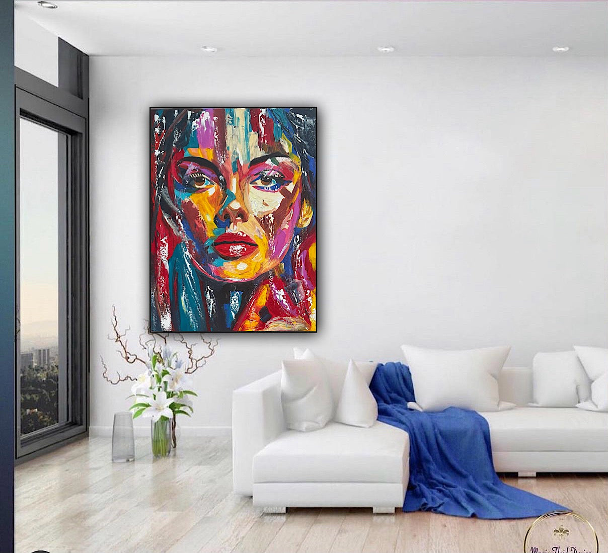 Contemporary Abstract Original Oil Painting On Canvas 80x60cm Poser Within Woman’s portrait