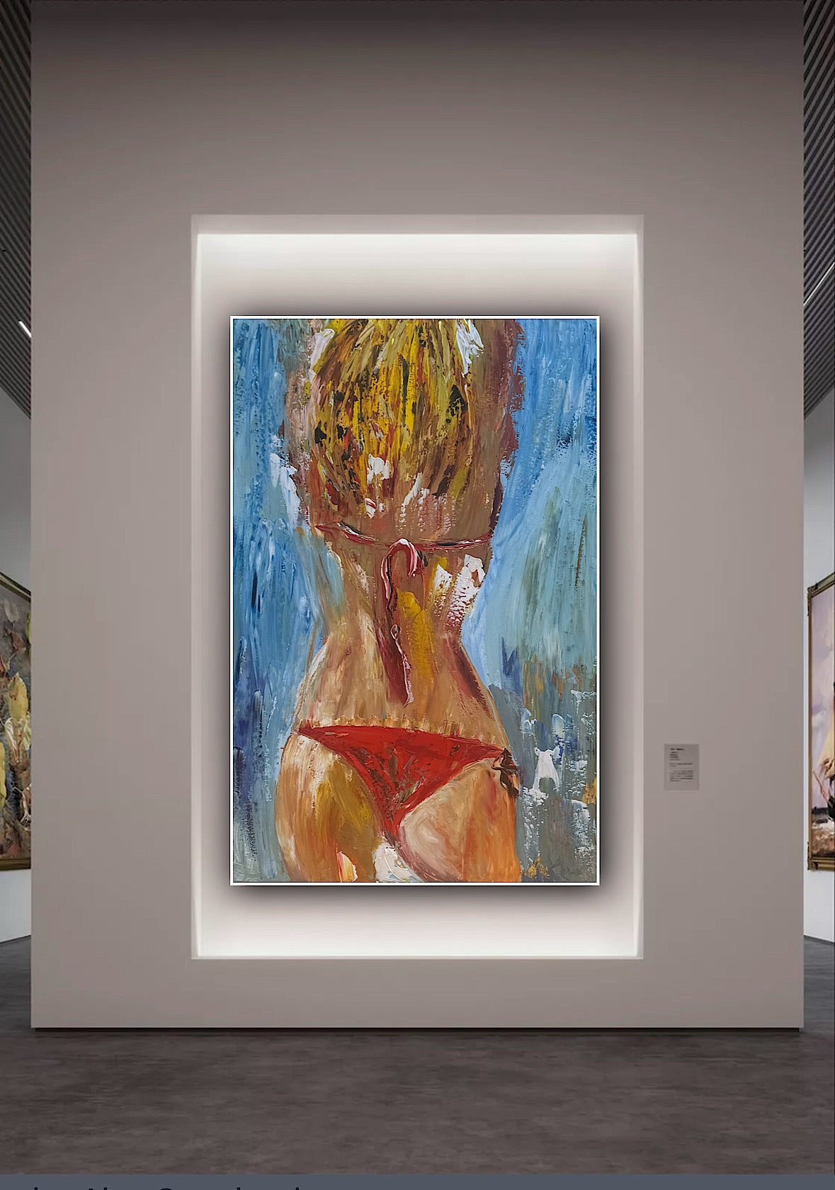Contemporary Abstract Original Oil Painting On 90 x 60cm Canvas Girl in Red Bikini Nude collection
