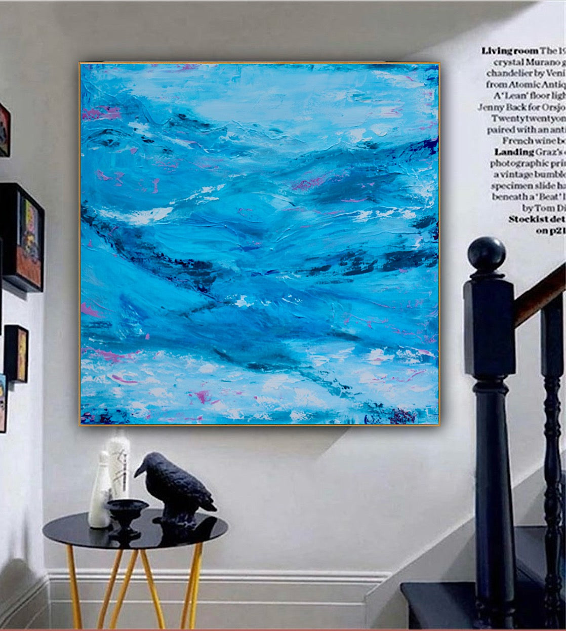 Richter StyLe Original abstract Large Oil Painting On Canvas 90x90cm Ocean time textured